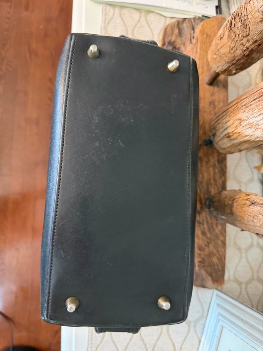 Vintage Coach Baxter Black Leather Bag.  Crossbody or hand carry. Doctor style. - Picture 4 of 7